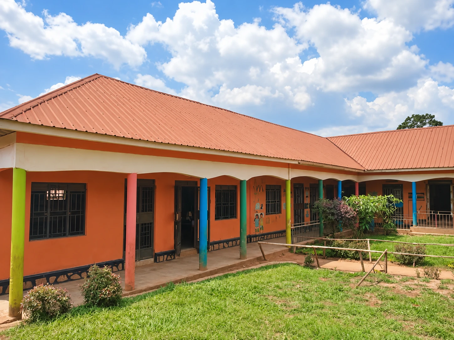 Walkways and garden beds in the Josianah Junior School courtyard